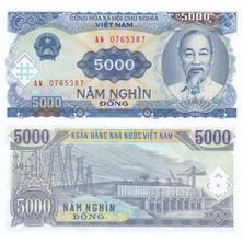 3Alp Koleksiyon Vietnam 5000 Dong 1991, P#108, Çil, Eski Yabancı Kağıt Para