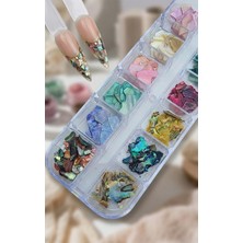 Wien Nail Master 12LI Sedefli Ince Deniz Kabuğu Tırnak Süsleme Charm Nail Art Charm Taşları WN-510