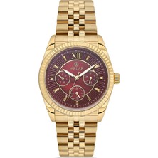 Welar WEL2519M-5 Unisex Bordo Kadran Çelik Klasik Takvimli Kol Saati Atlın Renk 3 Atm Su Geçirmez