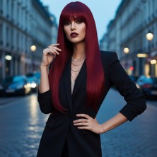 Ronanna Düz Perçemli Uzun Fiber Sen Peruk / Kızıl