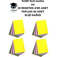 %100 Yerli Üretim A4 10 Renkten 4'er Adet Toplam 40 Adet  Elişi Kağıdı