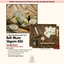 Nüans Atelier Vanilla Pearl Duo Şömine Etkili İkili Mum Yapım Seti - Kendin Yap (DIY) Hobi Mum Yapma Kiti (Warm Vanilla & Creamy)
