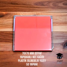 Turuncu 76X76 mm Şeffaf Yapışkanlı Not Kağıdı Plastik Silinebilir Yüzey 50 Yaprak