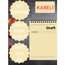 Kareli 10X15 cm  A6 Üstten Açılır Not Defteri Krem Renk Kağıt  60 Yaprak