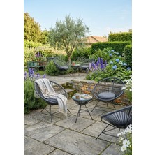 Alchair Alcorto İp Örgü Minderli Bahçe ve Balkon Takımı (Antrasit)