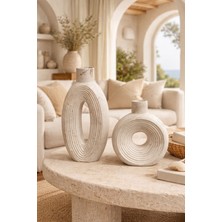 Szn Home Design White Mocha Xl Boy Modern Seramik Vazo