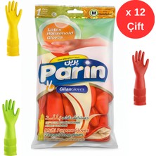 Parin Uzun Konçlu Lateks Bulaşık ve Temizlik Eldiveni, Medium, 12 Çift