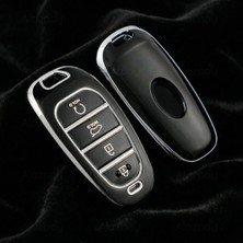 Alazpay Hyundai Tucson Santa Fe Gümüş Kenar Tpu Anahtar Kılıfı (1 Adet)