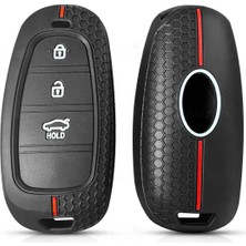 Alazpay Hyundai Tucson Solaris Sonata Santa Fe 2020-2024 Silikon Desenli Anahtar Kılıfı