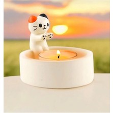 Üşüyen Kedi Model Dekoratif  Mumluk