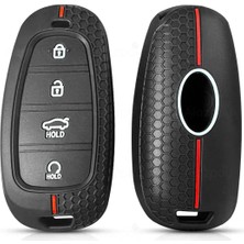 Alazpay Hyundai Tucson Santa Fe Sonata Hybrid Silikon Desenli 4 Tuşlu Anahtar Kılıfı (1 Adet)