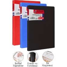 ArtMaster Siyah Kırmızı Mavi Sunum Dosyası 10 Lu 3 Adet Poşet Dosyalı Katalog Dosyası 10 Poşetli Kendinden Dosya Plastik Kapaklı