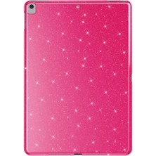 Gezgin Apple iPad 10.2 (8 Nesil) Simli Parlak Görünümlü Uyumlu Gzgn Tablet Koton Kılıf-Pembe Koyu