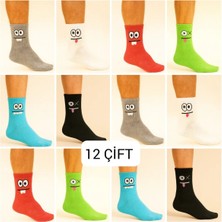 Özpek Giyim Renkli Unısex Emoji Desenli Çorap Seti- 6'lı-12'li