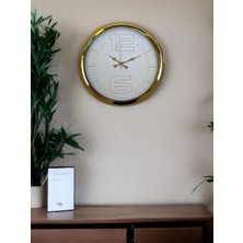 Motto Ticaret Elegant White Gold 40 cm Metal Duvar Saati