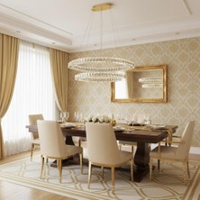 Elizim Home Lighting Elips 2 Katlı Kristal Taşlı Ledli Avize