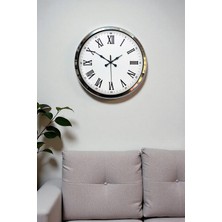 Motto Ticaret Krom Roma Rakamlı 40 cm Metal Modern Duvar Saati