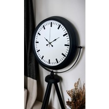 Motto Ticaret Siyah & Beyaz Saf Sade Tasarım Tripod Ayaklı Saat