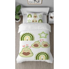 Greendecor Avokado Yıldız Meyve Desenli Dijital Baskılı Özel Tasarım Çarşafsız Tek Kişilik Şık Nevresim Takımı