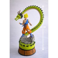 62 cm Dev Boy Dragon Ball Goku & Shenron Heykeli – El Boyama - Fanart Koleksiyonluk Anime Figür