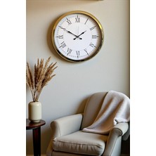 Motto Ticaret Ihtişamlı Gold 52 cm Metal Roma Rakamlı Lüks Duvar Saati