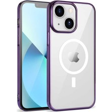 Gezgin iPhone 14 Uyumlu Gzgn Wireless Şarj Özellikli Pixel Magsafe Kapak-Derin Mor