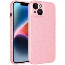 Gezgin iPhone 14 Uyumlu Kamera Korumalı Simli Lüks Gzgn Koton Kapak-Pembe