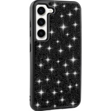 Gezgin Galaxy S23 Kılıf Parlak Taşlı Tasarım Gzgn Pırlanta Kapak-Siyah