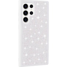 Gezgin Galaxy S23 Ultra Kılıf Parlak Taşlı Tasarım Gzgn Pırlanta Kapak-Beyaz