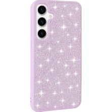 Gezgin Galaxy S24 Kılıf Parlak Taşlı Tasarım Gzgn Pırlanta Kapak-Lila
