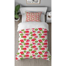 Greendecor Dondurma Karpuz Tatlı Şeker Desenli Dijital Baskılı Tasarımlı Çarşafsız Tek Kişilik Nevresim Takımı