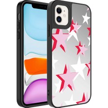 Gezgin iPhone 12 Uyumlu Aynalı Desenli Kamera Korumalı Parlak Gzgn Mirror Kapak-Yıldız