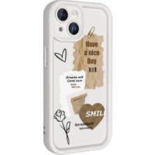 Gezgin Apple iPhone 14 Kılıf Kamera Korumalı Baskılı Arka Yüzey Gzgn Klas Kapak-Beyaz