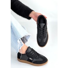 Değirmen Grup Lunga Siyah Cilt Bağcıklı Spor Ayakkabı - Lisinya