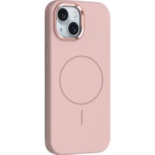 Gezgin iPhone 14 Kılıf M-Safe Şarj Özellikli Metal Kamera Çerçeveli Gzgn Edi Silikon Kapak - Rose Gold