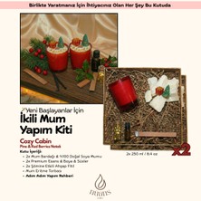 Nüans Atelier Cozy Cabin Duo Şömine Etkili İkili Mum Yapım Seti - Kendin Yap (DIY) Hobi Mum Yapma Kiti (Pine & Red Berries)
