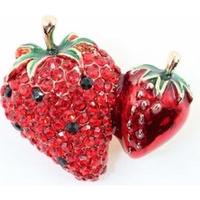 Kistal Taşlı Ikili Çilek Broş