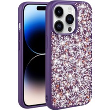 Gezgin iPhone 14 Pro Max Uyumlu Parlak Taşlı Tasarım Gzgn Linea Kapak-Derin Mor