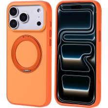 Gezgin iPhone 17 Pro Max Kılıf M-Safe Şarj Özellikli Standlı Gzgn Proton Silikon Kapak - Turuncu