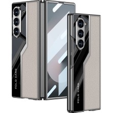 Gezgin Galaxy Z Fold 6 Kılıf Ultra Ince Kamera Korumalı Pc + Deri Arka Yüzey Gzgn Kıpta Poligan Kapak-Titan