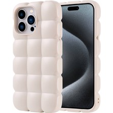 Gezgin Apple iPhone 15 Pro Max Kılıf Parlak Esnek Silikon Gzgn Dom Dom Kapak-Beyaz