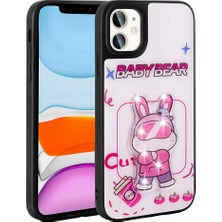 Gezgin Apple iPhone 11 Kılıf Parlayan Kabartmalı Ikonik Figürlü Gzgn Amas Silikon Kapak-Beyaz