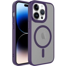 Gezgin iPhone 13 Pro Uyumlu Mat Arka Yüzey Wireless Şarj Özellikli Gzgn Flet Magsafe Kapak-Derin Mor