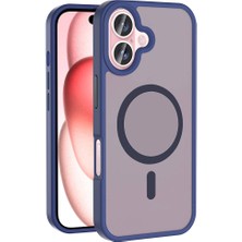 Gezgin iPhone 16 Plus Kılıf Magsafe Şarj Özellikli Mat Arka Yüzey Gzgn Sio Kapak-Lacivert
