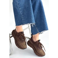 Değirmen Grup Rimay Kahverengi Cilt Boncuk Işlemeli Spor Ayakkabı - Lisinya