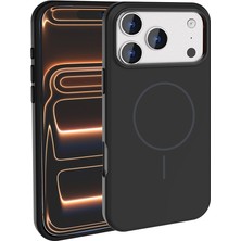 Gezgin iPhone 17 Pro Kılıf M-Safe Şarj Özellikli Metal Kamera Çerçeveli Gzgn Edi Silikon Kapak - Siyah