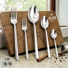 Gül Çelik 60 Parça 12 Kişilik Düz Çatal Kaşık Seti Takımı 304 Çelik 18/10