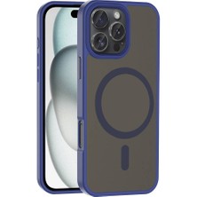 Gezgin iPhone 16 Pro Kılıf Magsafe Şarj Özellikli Mat Arka Yüzey Gzgn Sio Kapak-Lacivert