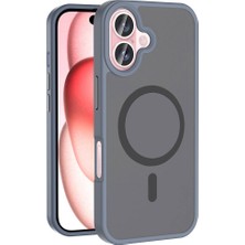 Gezgin iPhone 16 Plus Kılıf Magsafe Şarj Özellikli Mat Arka Yüzey Gzgn Sio Kapak-Gri