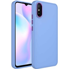 Gezgin Xiaomi Redmi 9A Kılıf Metal Çerçeve ve Buton Tasarımlı Silikon Gzgn Luna Kapak-Lila